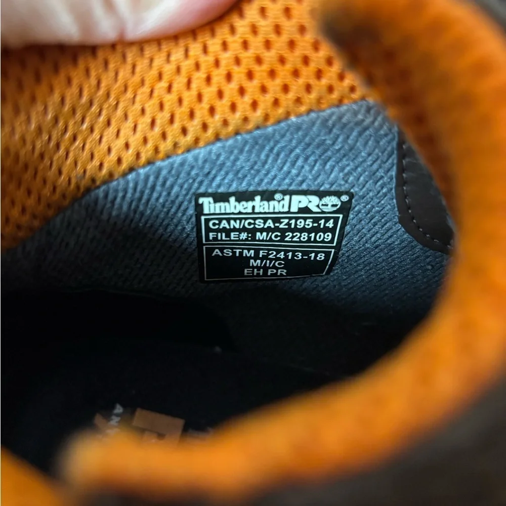 Timberland PRO Black Brown and Orange Work Boots Size 9W